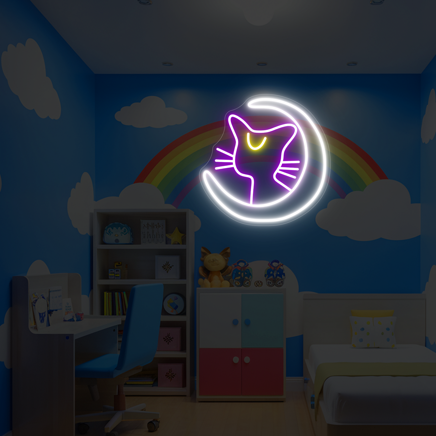 Moonlit Kitty Neon Sign | Celestial Cat Glow