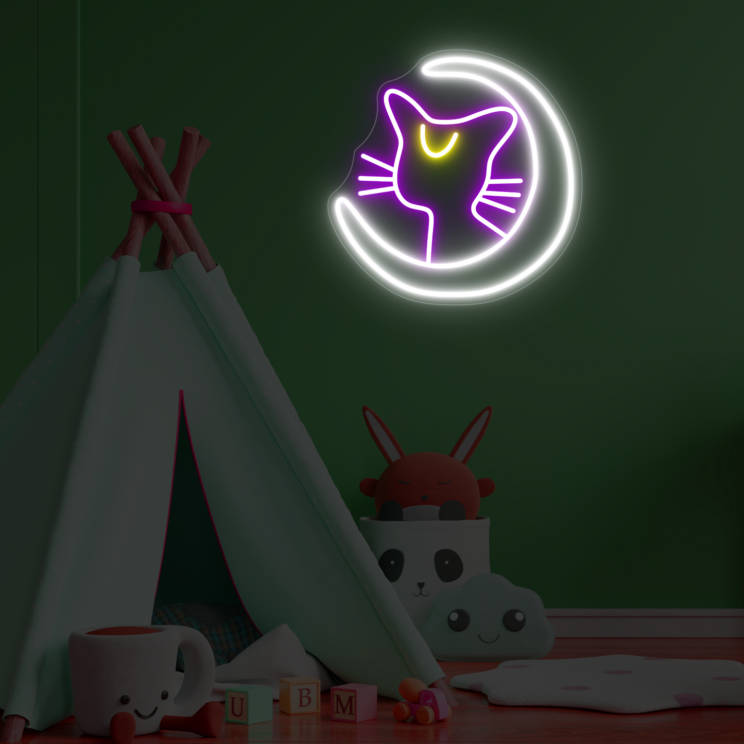 Moonlit Kitty Neon Sign | Celestial Cat Glow