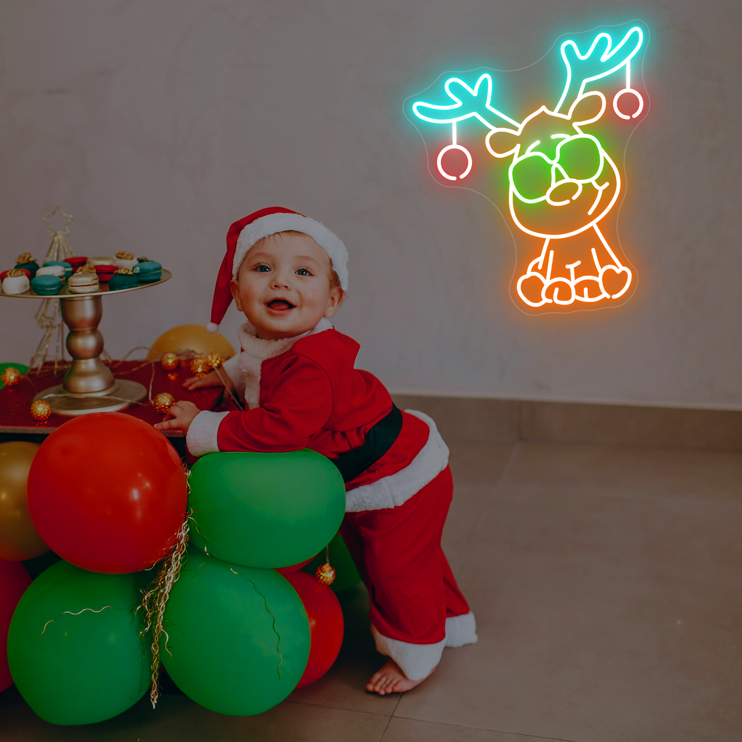 Festive Jolly Reindeer Sign – Christmas Neon LED Wall Light