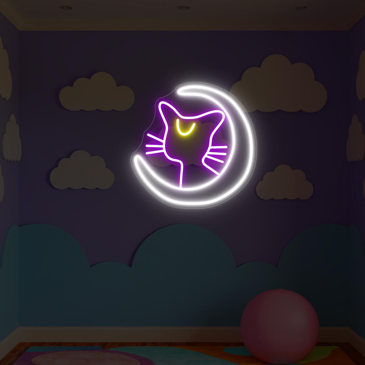 Moonlit Kitty Neon Sign | Celestial Cat Glow