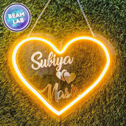 Personalized Couple Name with Heart Led Neon Sign | Gift Your Beloved One