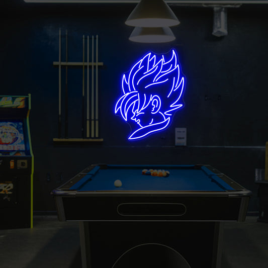 Anime Glow Neon Sign | Goku Power Neon Sign | Goku Neon Warrior | Legendary Warrior Neon Light