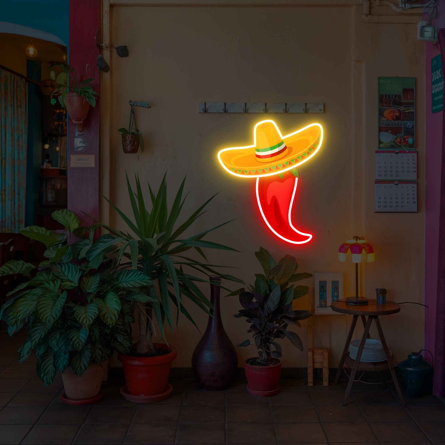 Chilli Fiesta Neon Sign | Hot Pepper UV Neon Decor | Red Hot Chilli UV Sign