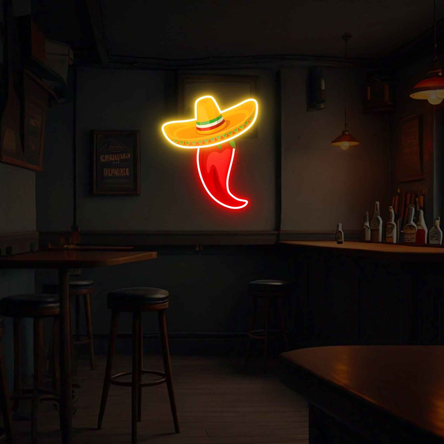 Chilli Fiesta Neon Sign | Hot Pepper UV Neon Decor | Red Hot Chilli UV Sign