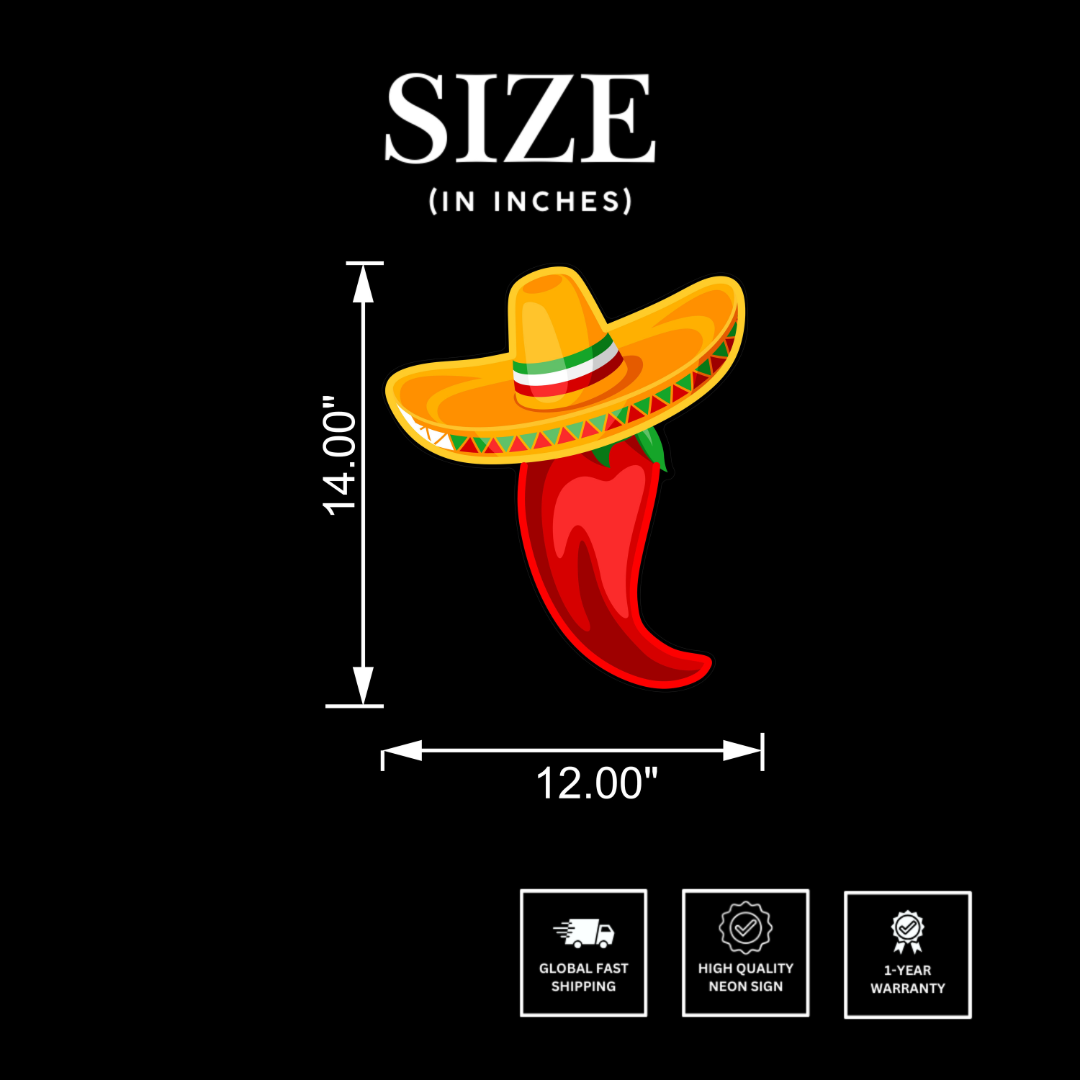 Chilli Fiesta Neon Sign | Hot Pepper UV Neon Decor | Red Hot Chilli UV Sign