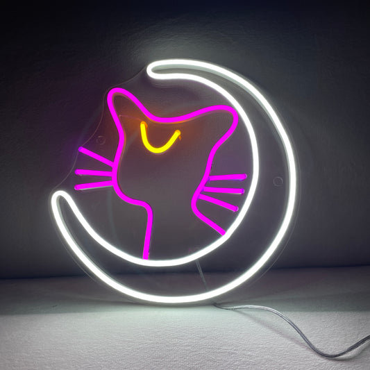 Moonlit Kitty Neon Sign | Celestial Cat Glow