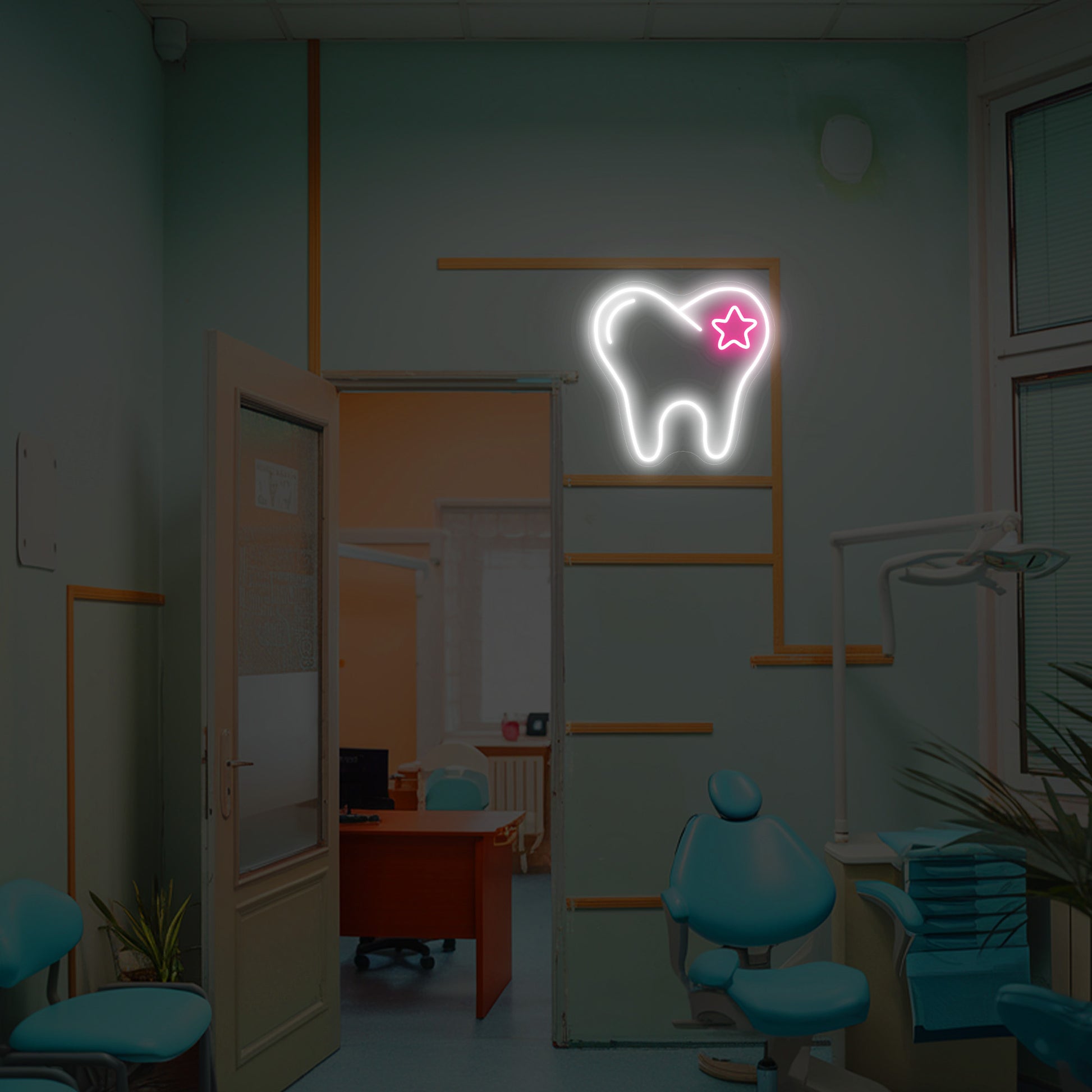 Tooth-and-Star-Neon-Sign