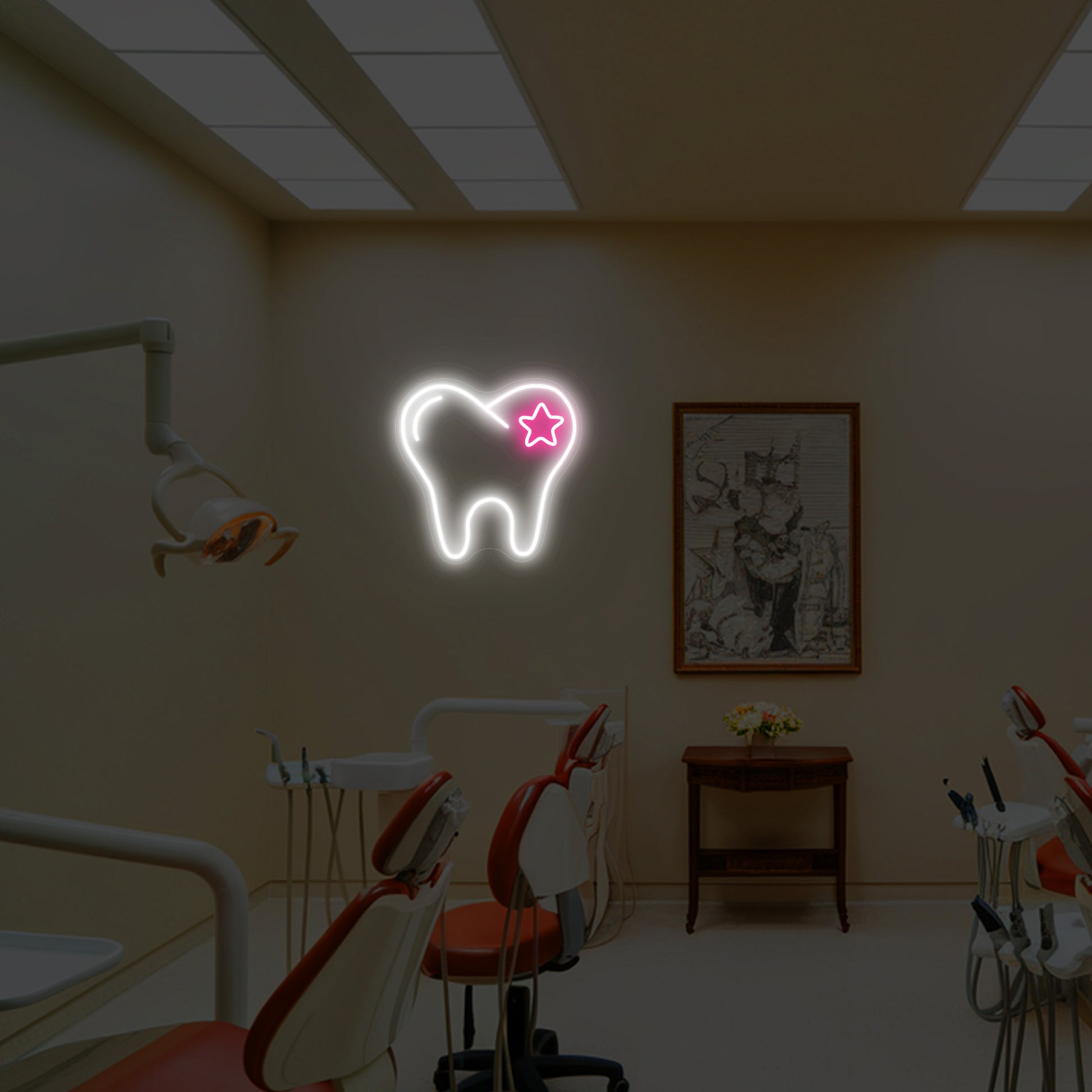 Tooth-and-Star-Neon-Sign