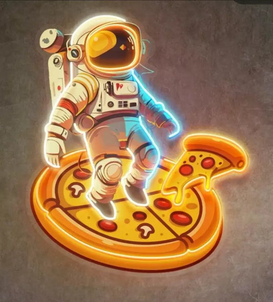 astronaut pizza bedroom custom made | neon sign