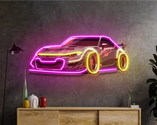 track racing car pop art bar custom made | neon sign
